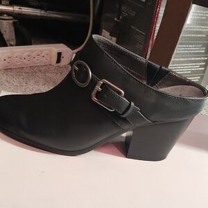 Black Leather Women's Ankle Booties